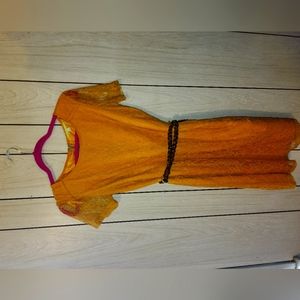 Gianni Bini Mustard Color Dress with Cheeta Print Belt - Size Small